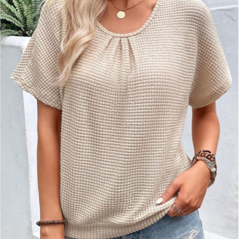 Textured Sweater with Lace Panel Back Womens NWOT